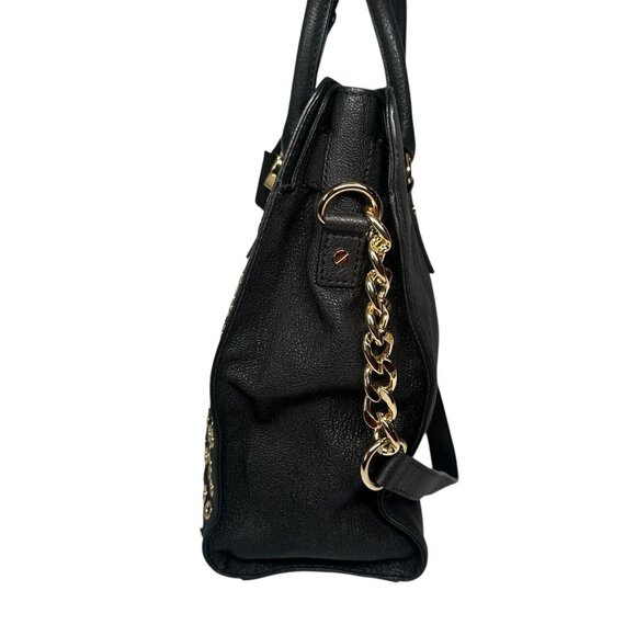 Michael Kors Black Leather Gold Studded Grommet Hamilton Tote - Picture 2 of 16